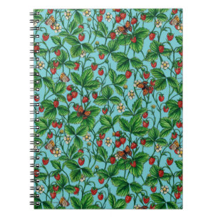 Wild strawberries on pool blue notebook