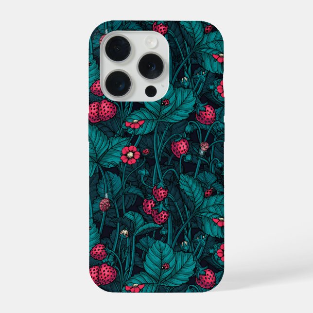Wild strawberries, red and blue iPhone case (Back)