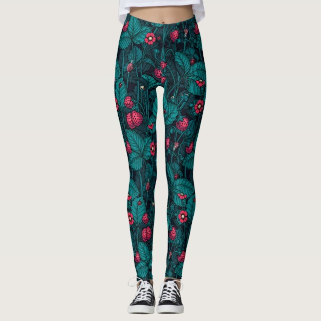 Wild strawberries, red and blue leggings (Front)