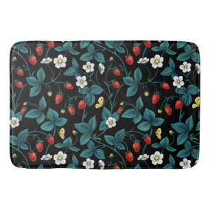 Wild strawberries red/yellow/blue/black bath mat