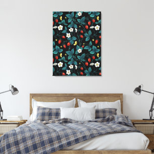 Wild strawberries red/yellow/blue/black canvas print