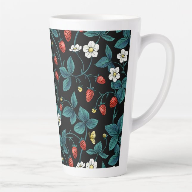 Wild strawberries red/yellow/blue/black latte mug (Right)