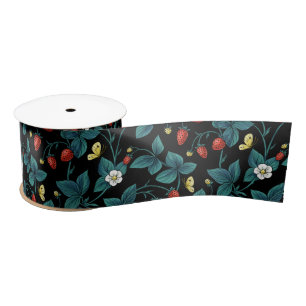 Wild strawberries red/yellow/blue/black satin ribbon