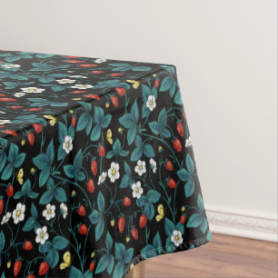 Wild strawberries red/yellow/blue/black tablecloth