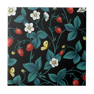 Wild strawberries red/yellow/blue/black tile