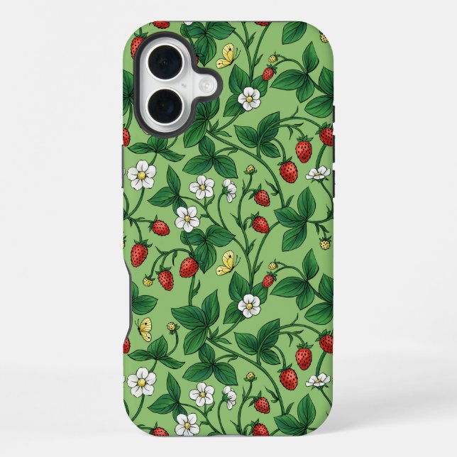Wild strawberries red/yellow/green/ iPhone case (Back)