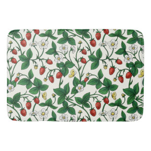Wild strawberries red/yellow/green/off white bath mat