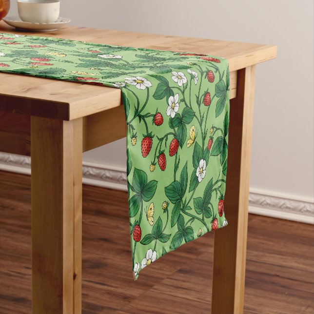 Wild strawberries red/yellow/green/ short table runner (In Situ)