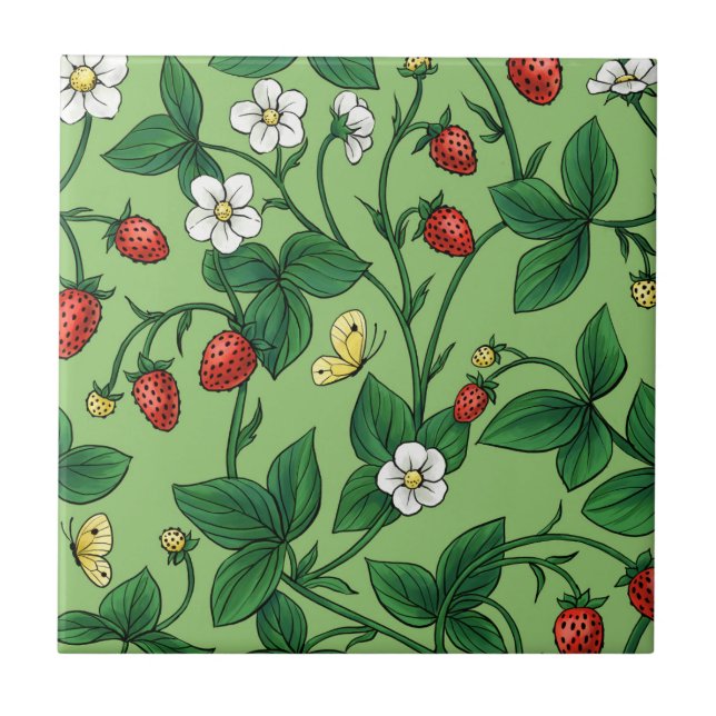 Wild strawberries red/yellow/green/ tile (Front)
