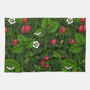 Wild strawberries tea towel