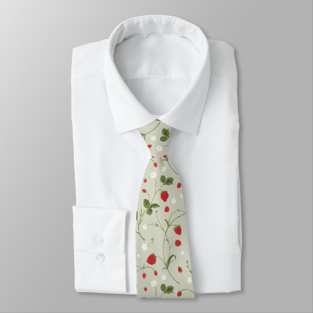 Wild Strawberries (Warm Grey) – Neck Tie (Tied)