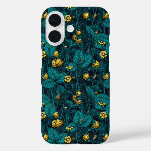 Wild strawberries, yellow and blue iPhone 16 case