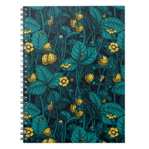 Wild strawberries, yellow and blue notebook