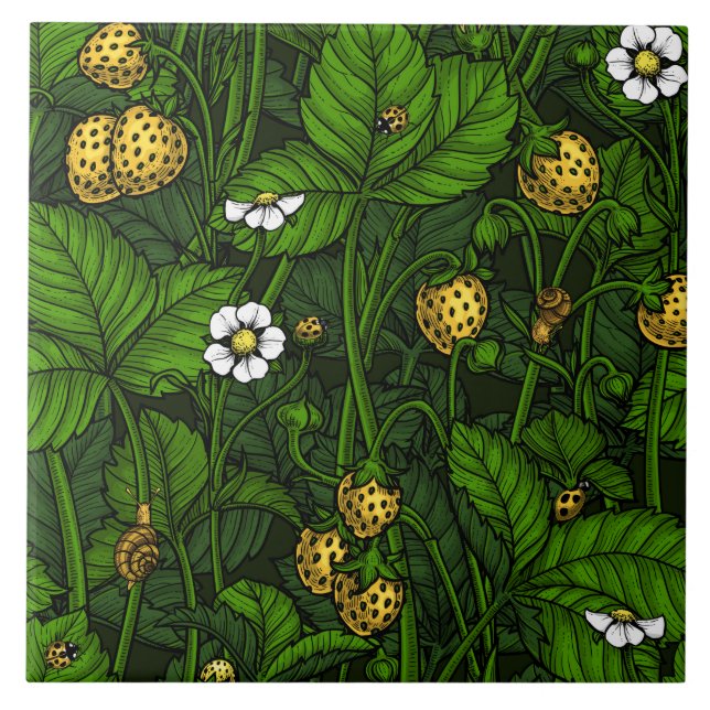 Wild strawberries, yellow and green tile (Front)