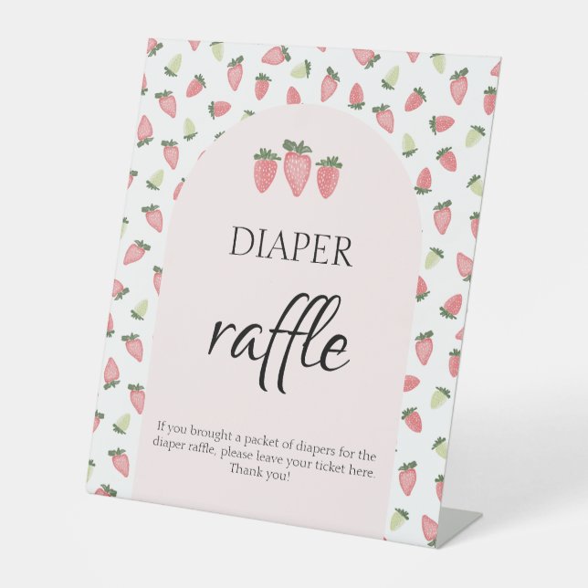 Wild Strawberry Baby Shower Diaper Raffle Sign (Front)