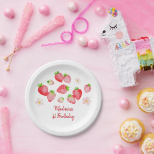Wild Strawberry Berry Sweet Birthday Paper Plate