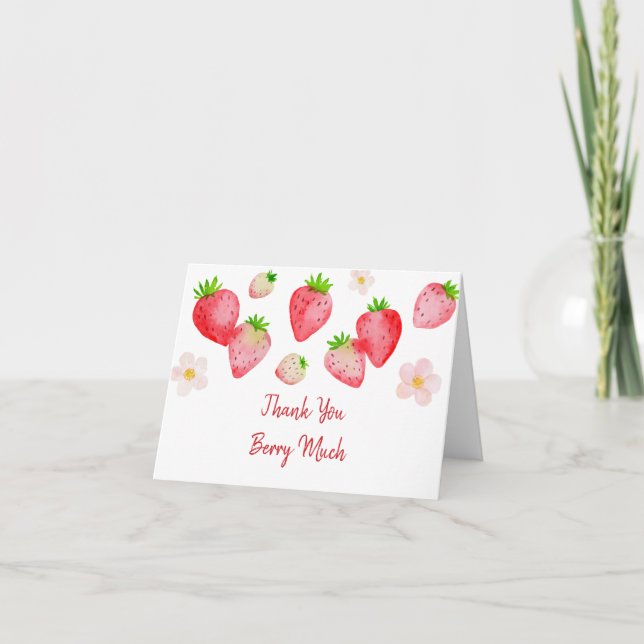 Wild Strawberry Birthday Thank You Card (Front)