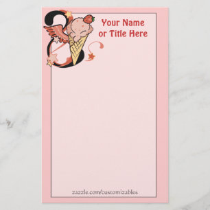 Wild Strawberry Ice Cream Stationery