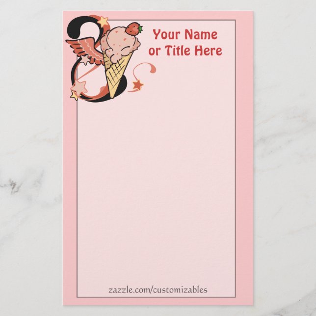 Wild Strawberry Ice Cream Stationery (Front)