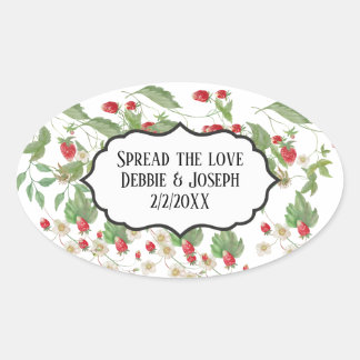 Wild Strawberry Jam Wedding Favour Bridal Shower Oval Sticker