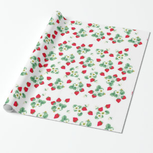 kawaii strawberry cow pattern wrapping paper