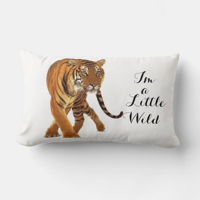 Wild Stripe Fur Tiger Typography Lumbar Cushion (Front)