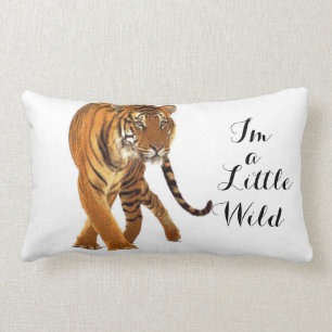 Wild Stripe Fur Tiger Typography Lumbar Cushion