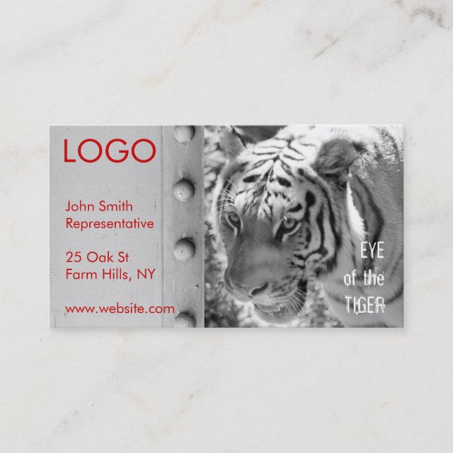 Wild Striped Tiger Black and White Business Card (Front)