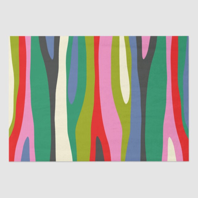 Wild Stripes Modern Multicolor Abstract Pattern Tissue Paper (Front)