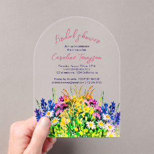 Wild summer flowers, bridal invitation
