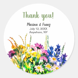 Wild summer flowers classic round sticker