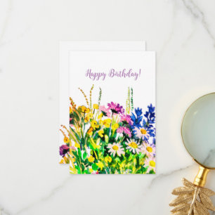 Wild summer flowers Happy Birthday card