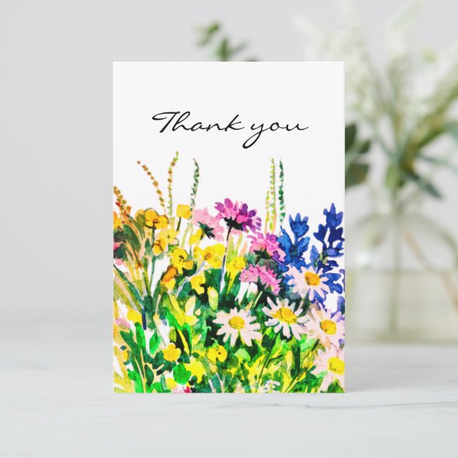 Wild summer flowers thank you card (Standing Front)