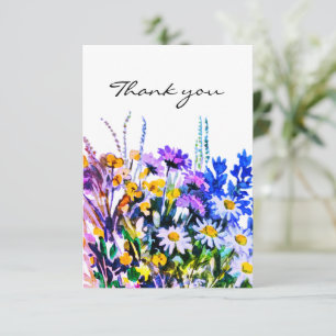 Wild summer flowers thank you card