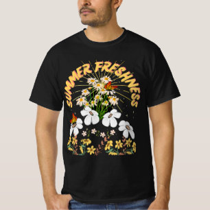 Wild Summer White Yellow Daisy Retro Flowers Boho  T-Shirt