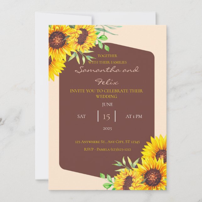 Wild Sunflowers Autumn Wedding Invitation (Front)