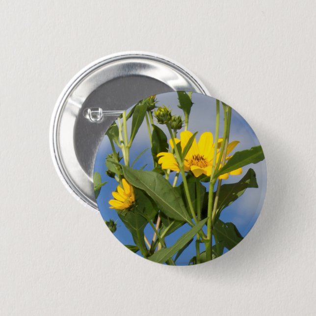Wild Sunflowers Floral Flower Photography 6 Cm Round Badge (Front & Back)