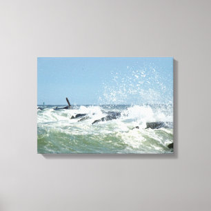 Wild Surf at the Jetty Canvas Print