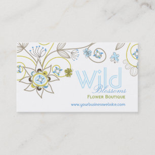 Wild Sweet Blue Blossom Flowers Whimsical Floral Business Card