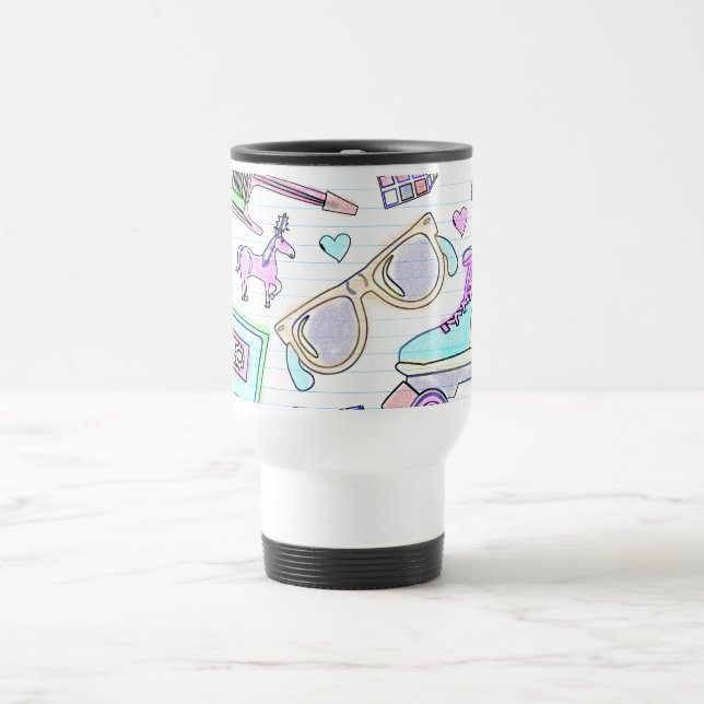 Wild Sweet Eighties Colouring Book Doodle Fun Travel Mug (Center)