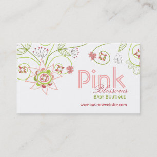 Wild Sweet Pink Blossom Flowers Whimsical Floral Business Card