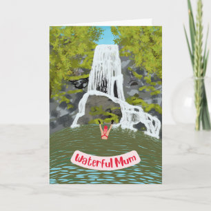 Wild Swimming Funny Waterfall Pun Mothers Day  Card