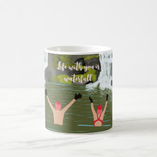 Wild Swimming Funny Waterfall Valentines Day Coffee Mug