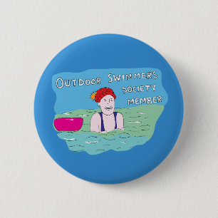 Wild swimming outdoor swimmer club member 6 cm round badge