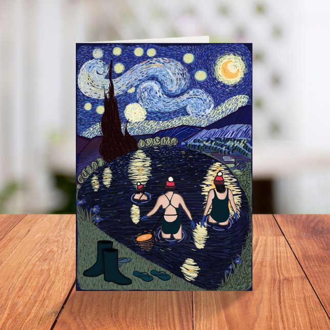 Wild Swimming Van Gogh Starry Night Birthday  Card (Creator Uploaded)
