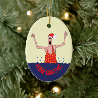 Wild Swimming Woman Christmas Ceramic Tree Decoration