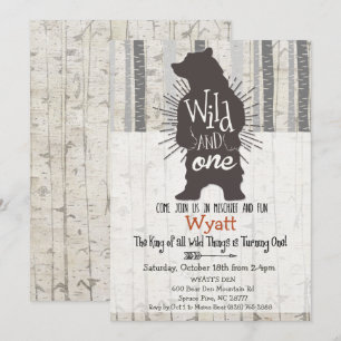 Wild Thing Big Bear First 1st Birthday Invitation