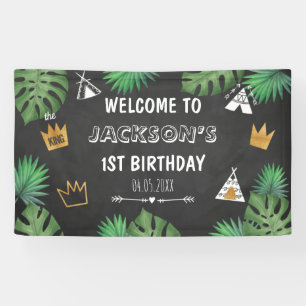 Wild Thing Glitter ONE Birthday Boy Backdrop Banner