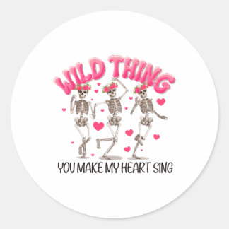 Wild Thing You Make My Heart Sing Skeleton Valenti Classic Round Sticker