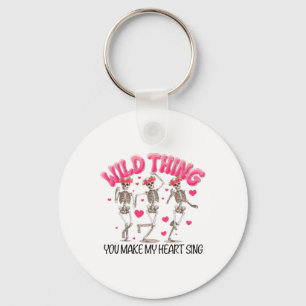Wild Thing You Make My Heart Sing Skeleton Valenti Key Ring